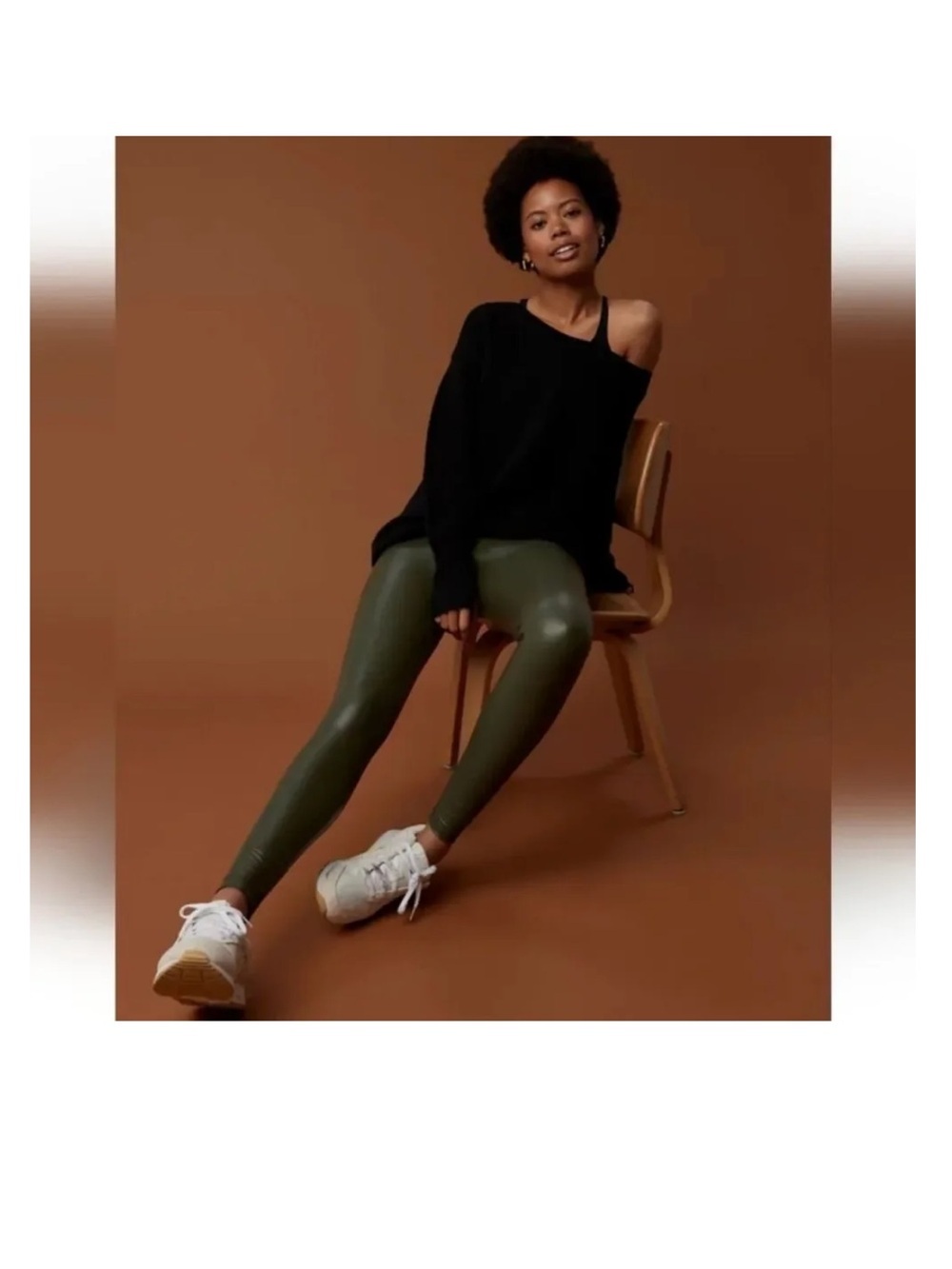 aerie Olive Faux Leather High-Rise Leggings